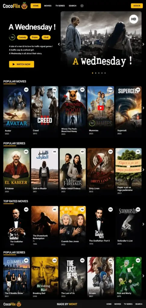 Cocoflix home interface